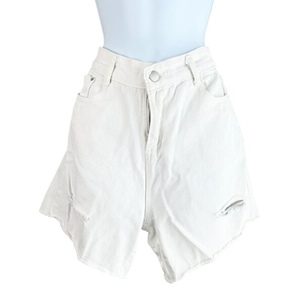 Oak + Fort Bermuda Jorts Jean Shorts High Rise Cutoffs Distressed denim Large - Picture 3 of 16